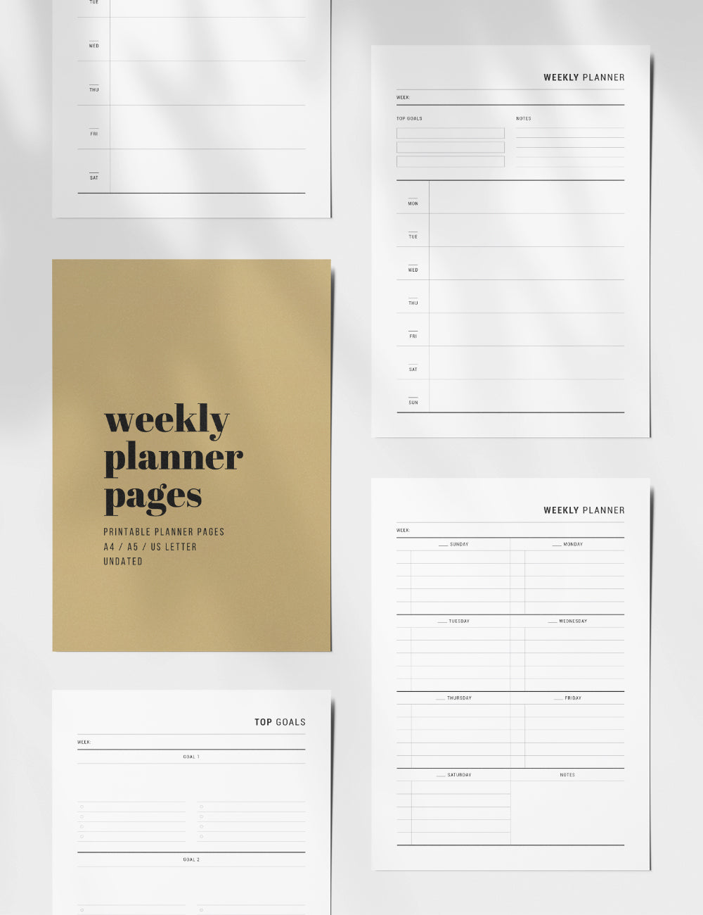Printable Weekly Planner | Undated | A4 | A5 | US Letter | PDF + JPEG
