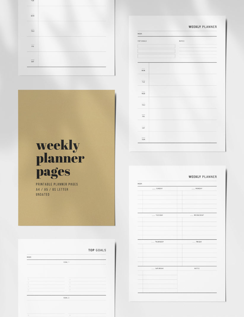 Printable Weekly Planner | Undated | A4 | A5 | US Letter | PDF + JPEG ...